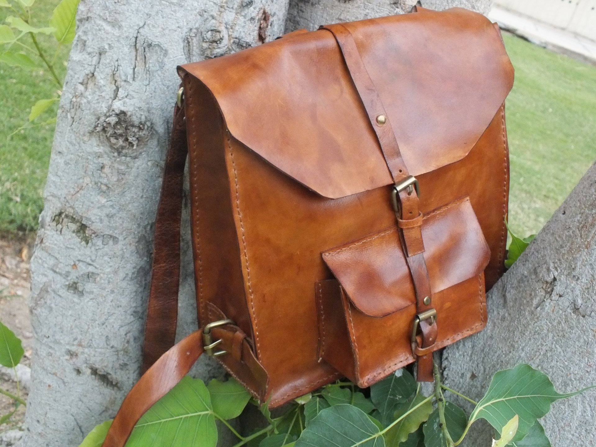 Genuine leather backpack