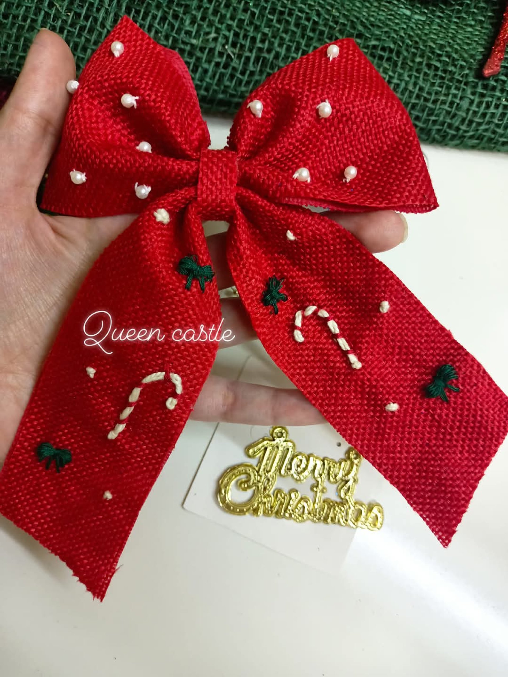 Handmade embroidery bow clips ????