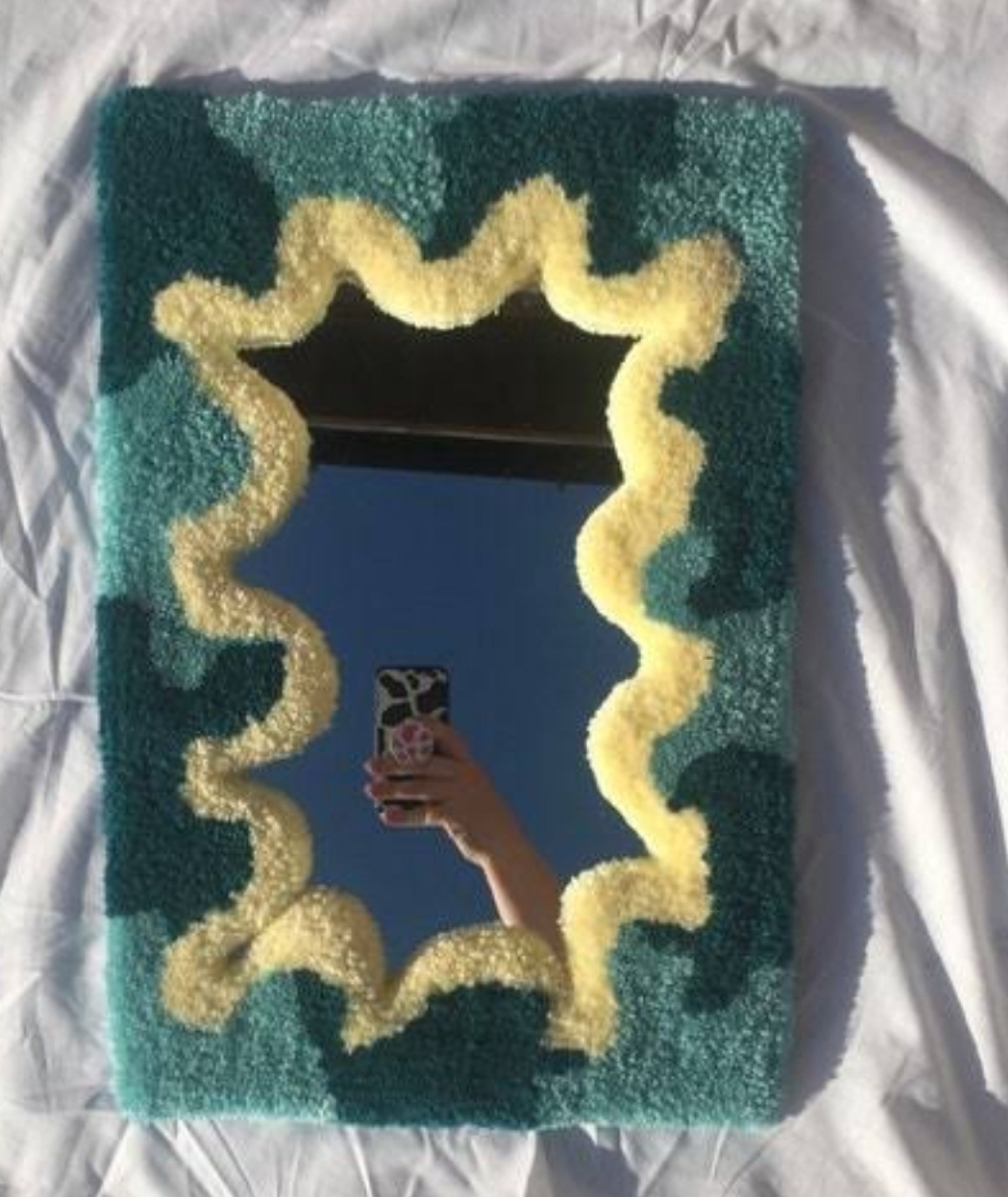 Hand made tufted mirror fram