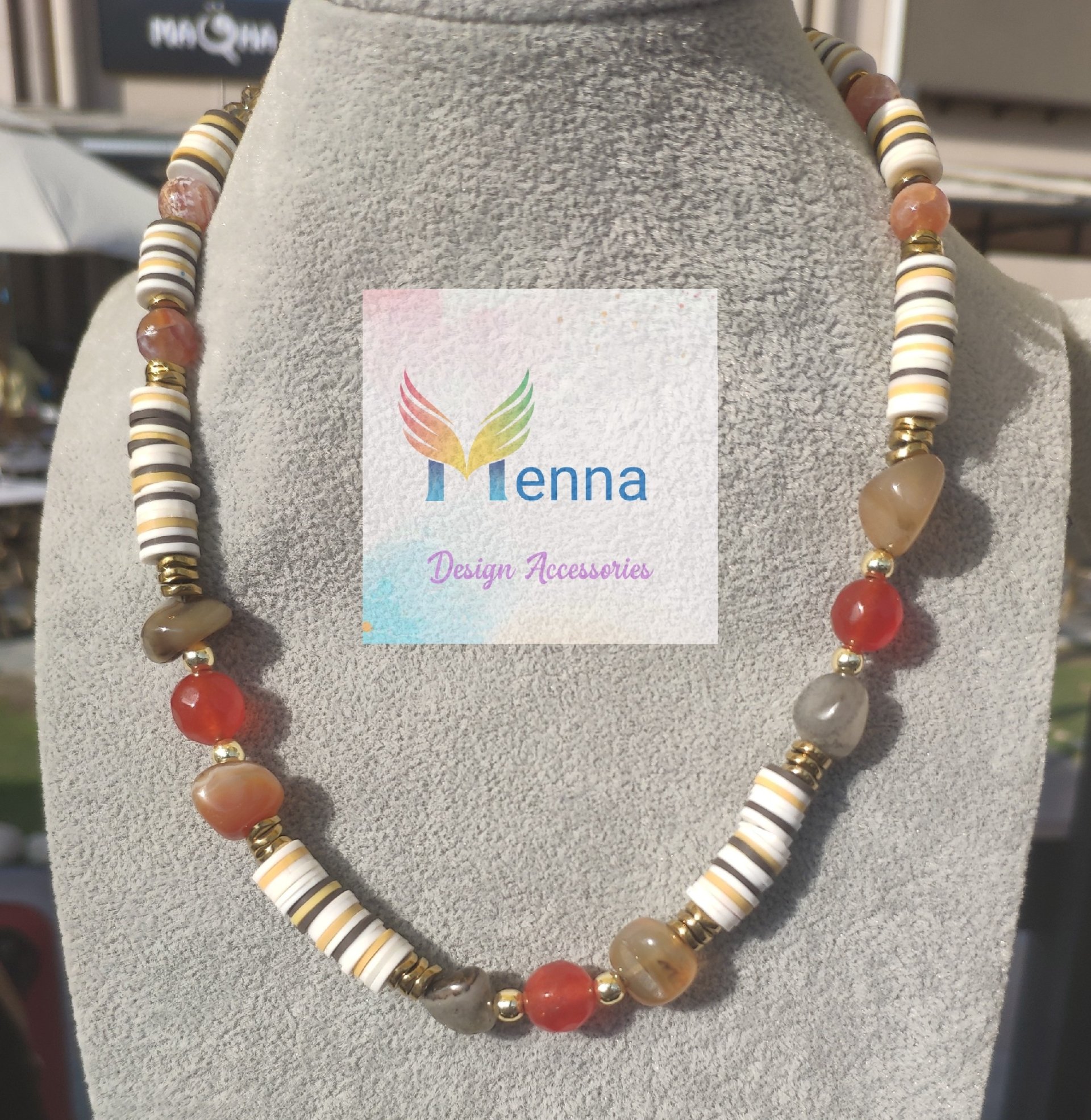 Handmade necklace with Agates stones