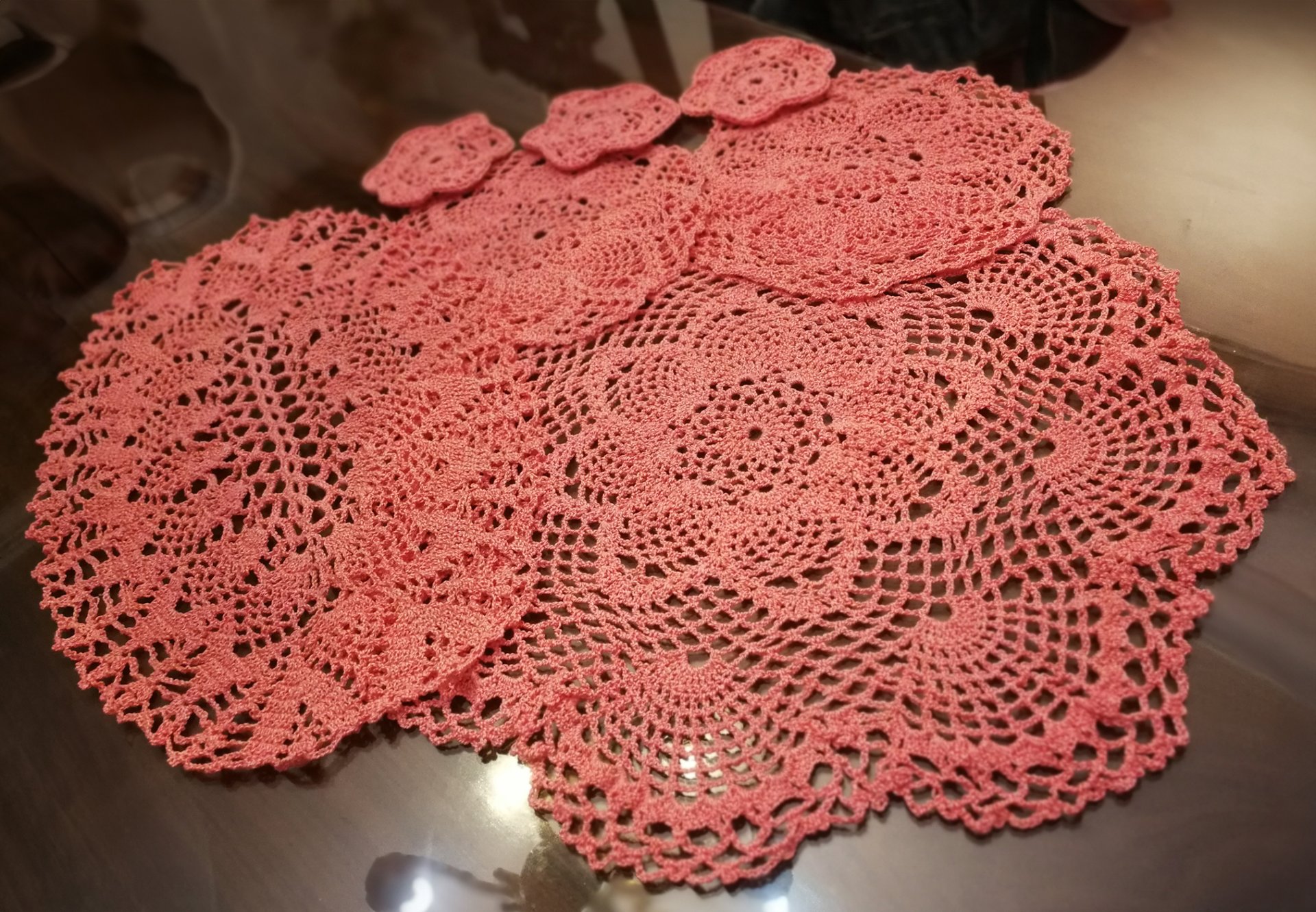 Orange Doily set