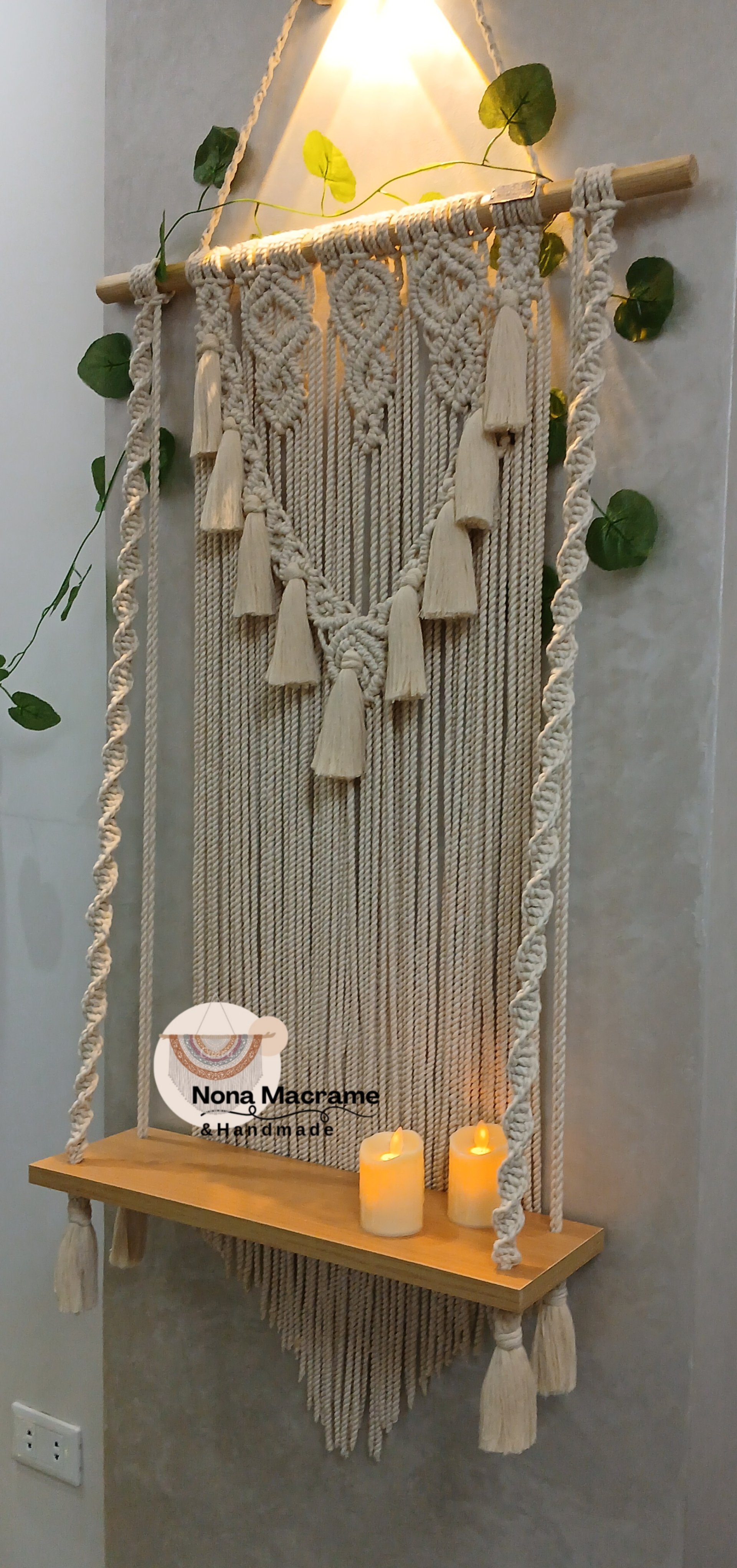 Macrame wall hanging shelf ❤️shelf size  50 cm